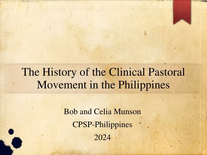 the history of the clinical pastoral movement in the philippines