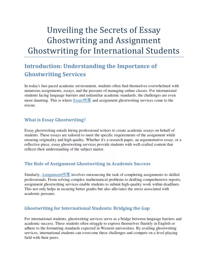 unveiling the secrets of essay ghostwriting