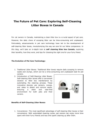 The Future of Pet Care_ Exploring Self-Cleaning Litter Boxes in Canada