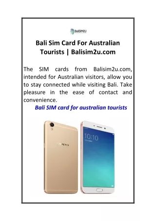 Bali Sim Card For Australian Tourists  Balisim2u.com