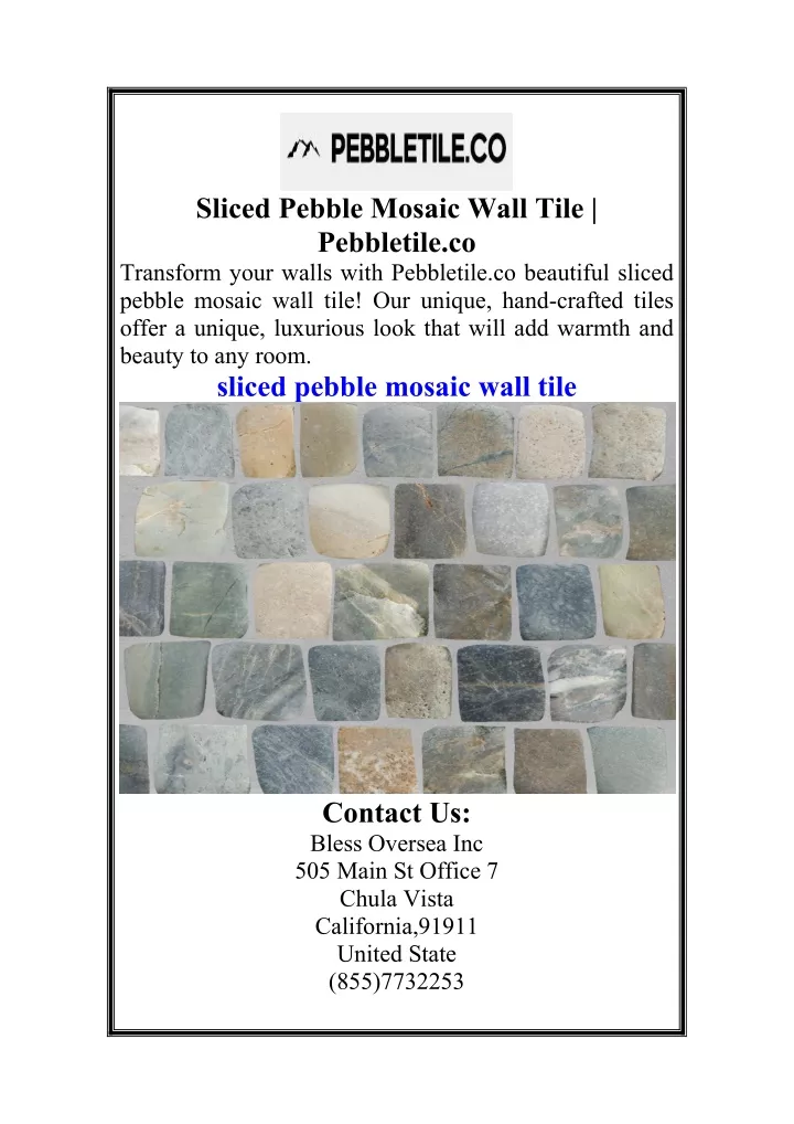 sliced pebble mosaic wall tile pebbletile