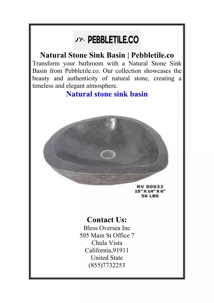 natural stone sink basin pebbletile co transform