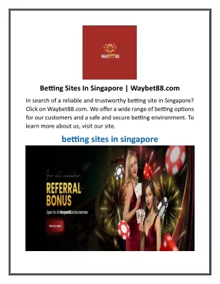 Betting Sites In Singapore  Waybet88.com