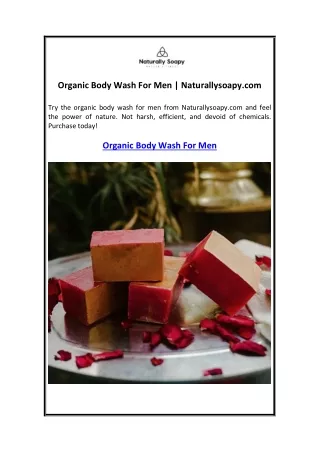 Organic Body Wash For Men  Naturallysoapy.com