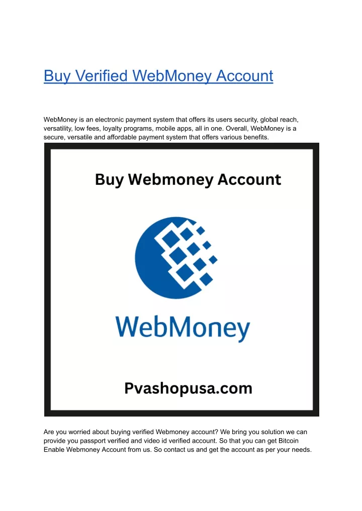 buy verified webmoney account