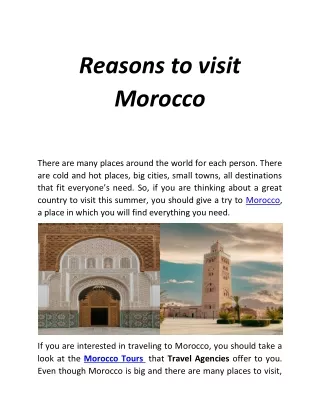 Reasons to visit Morocco with morocco travel agency