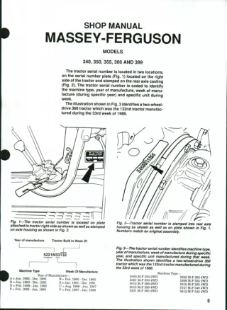 MASSEY FERGUSON MF350 TRACTOR Service Repair Manual