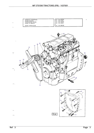 Massey Ferguson MF575 TRACTORS (FR) Service Parts Catalogue Manual (Part Number  1637001)