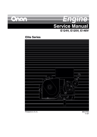 Cummins Onan E124V Engine Service Repair Manual