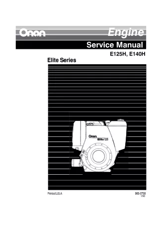 Cummins Onan E125H Engine Service Repair Manual