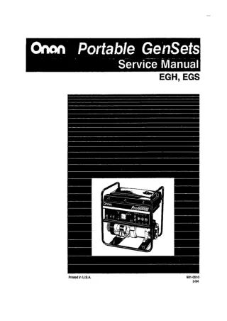 Cummins Onan EGH Generator Set Service Repair Manual