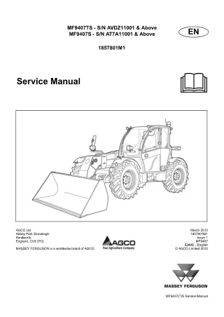 Massey Ferguson MF9407TS Telescopic Handler Service Repair Manual SN AVDZ11001 and Above