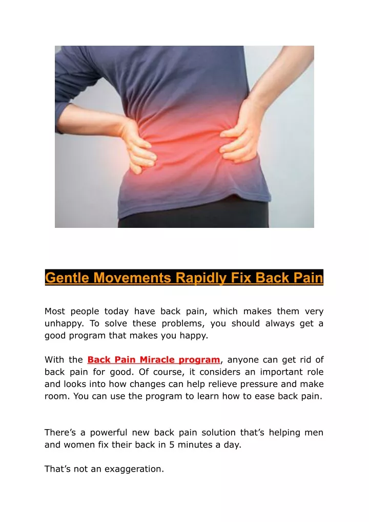 gentle movements rapidly fix back pain