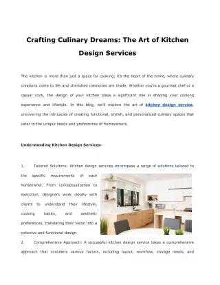 Crafting Culinary Dreams_ The Art of Kitchen Design Services