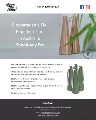 Biodegradable Fly Repellent Fan In Australia - ShooAway Eco
