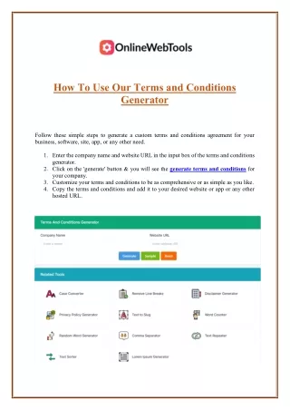 How To Use Our Terms And Conditions Generator