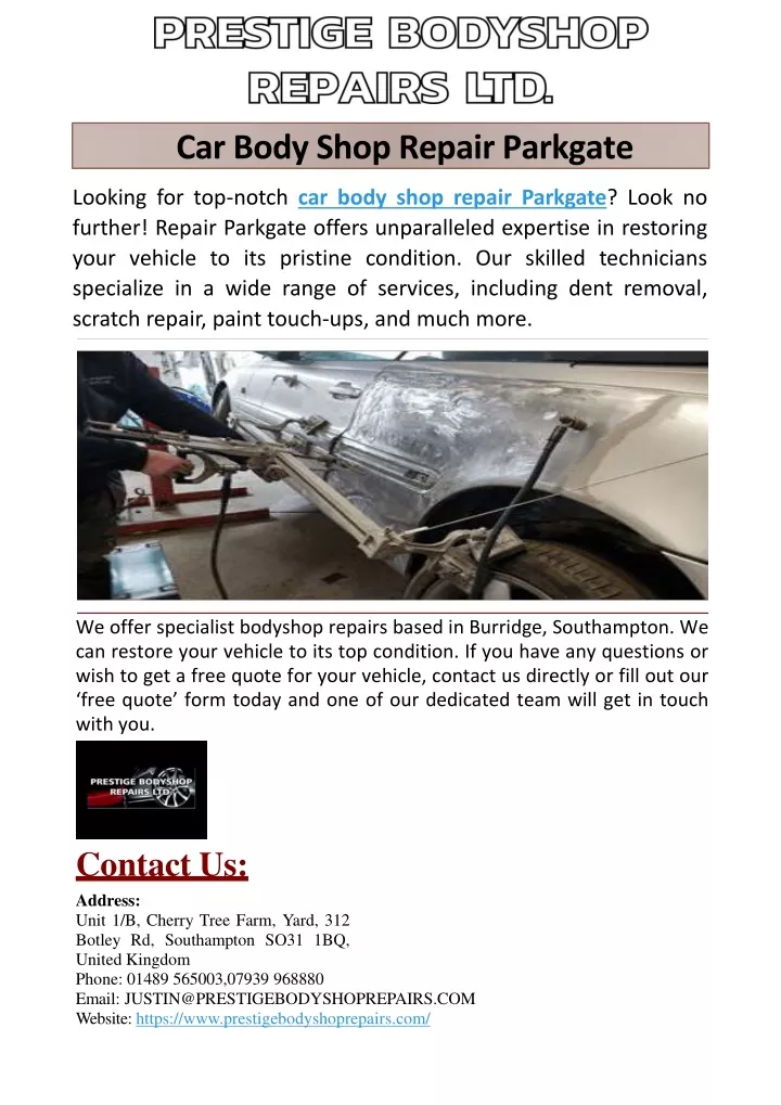 car body shop repair parkgate