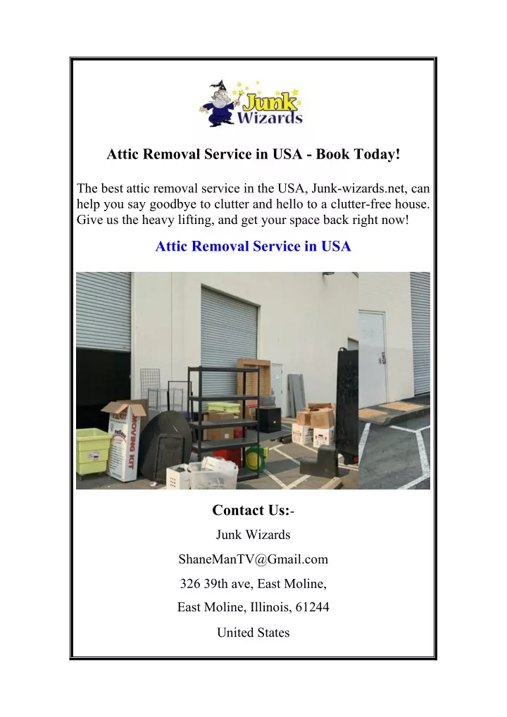 attic removal service in usa book today