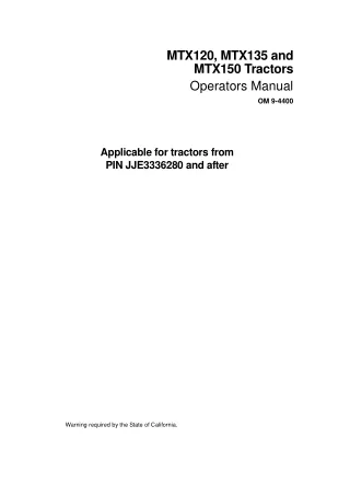 McCormick MTX120 Tractor Operator manual