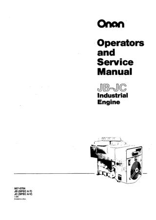 Cummins Onan JB - JC Industrial Engine Service Repair Manual