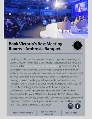 Book Victoria's Best Meeting Rooms – Ambrosia Banquet