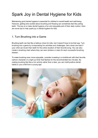 Spark Joy in Dental Hygiene for Kids