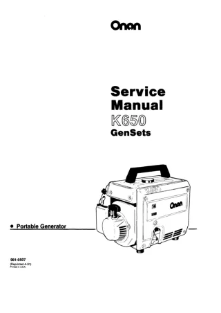 Cummins Onan K650 Generator Set Service Repair Manual