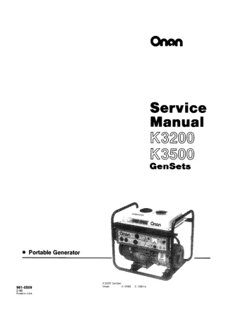 Cummins Onan K3500 Generator Set Service Repair Manual