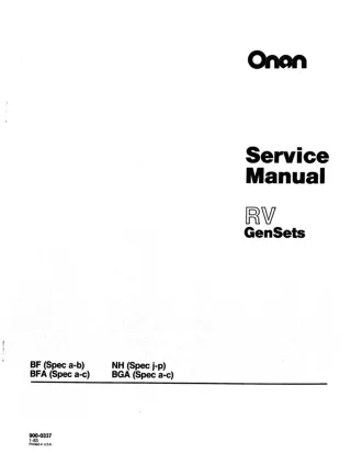 Cummins Onan NH Generator Service Repair Manual