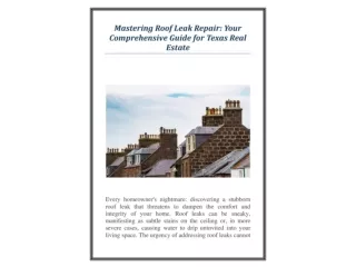 Mastering Roof Leak Repair Your Comprehensive Guide for Texas Real Estate