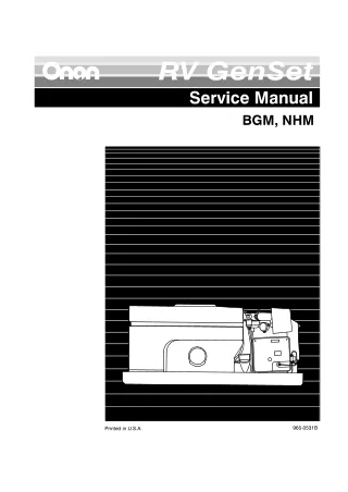 Cummins Onan NHM Generator Set Service Repair Manual