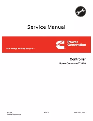 Cummins Onan PowerCommand 3100 Controller Service Repair Manual