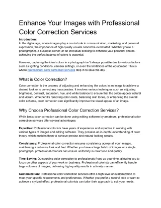 Enhance Your Images with Professional Color Correction Services