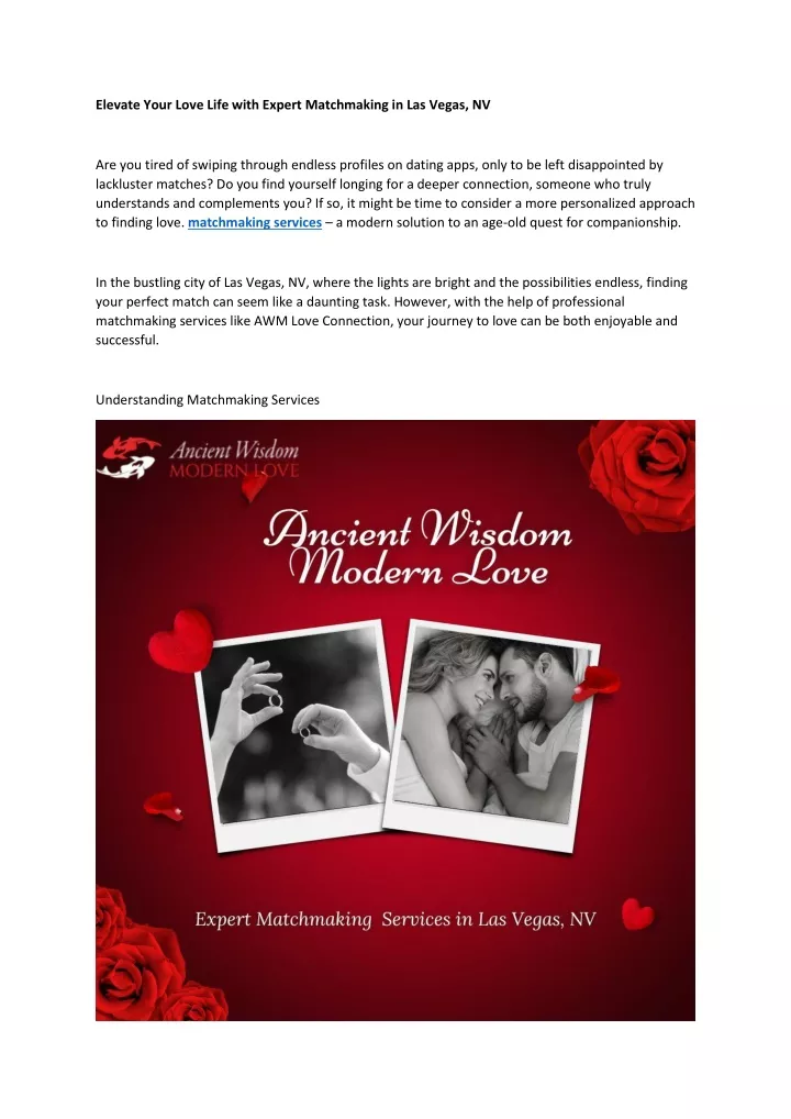 PPT - Elevate Your Love Life with Expert Matchmaking in Las Vegas ...