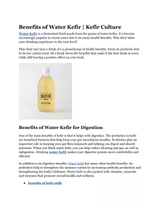 Water Kefir (Non-Dairy & Vegan) | Kefir Culture