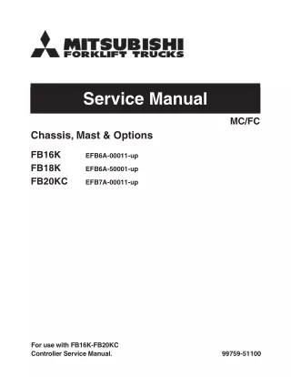 Mitsubishi FB16K Forklift Trucks Service Repair Manual SNEFB6A-00011-UP