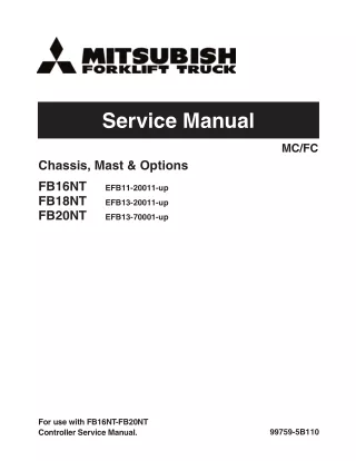 Mitsubishi FB16NT Forklift Trucks Service Repair Manual SN EFB11-20011-UP