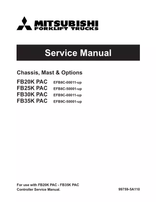 Mitsubishi FB20K PAC Forklift Trucks Service Repair Manual SN：EFB8C-00011-UP