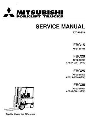 Mitsubishi FBC20 Forklift Trucks Service Repair Manual SN AFB2-00203, AFB2A-00011 (FW)