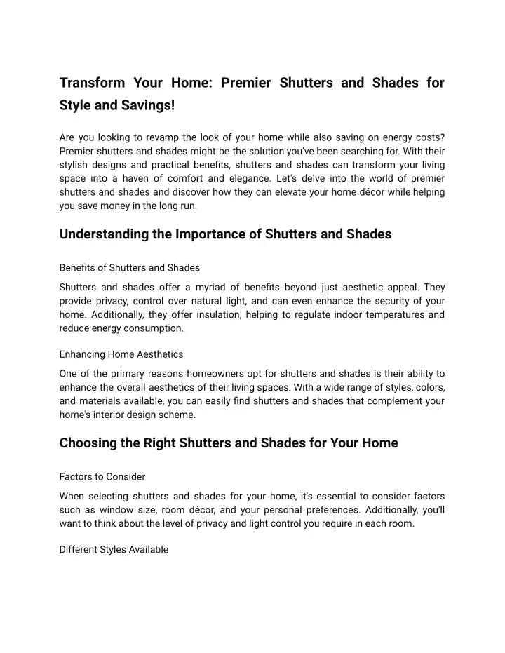 transform your home premier shutters and shades