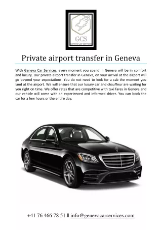 Private airport transfer in Geneva