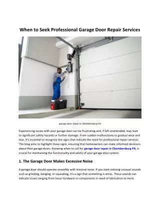 When to Seek Professional Garage Door Repair Services