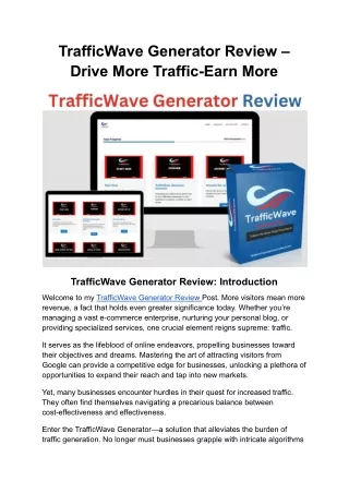 TrafficWave Generator Review - Drive More Traffic-Earn More