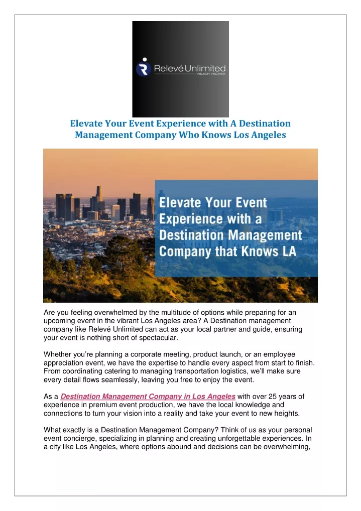 elevate your event experience with a destination