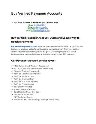Best Way To Buy  Verified Payoneer Accounts