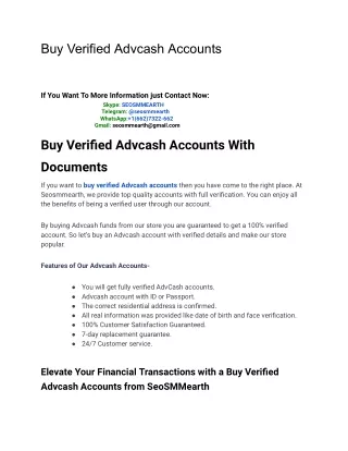 Best Way To Buy  Verified Advcash Accounts