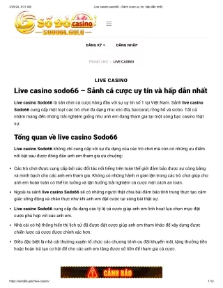 Live casino sodo66 - Sảnh cược uy tín, hấp dẫn nhất