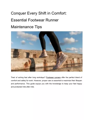 Conquer Every Shift in Comfort: Essential Footwear Runner Maintenance Tips