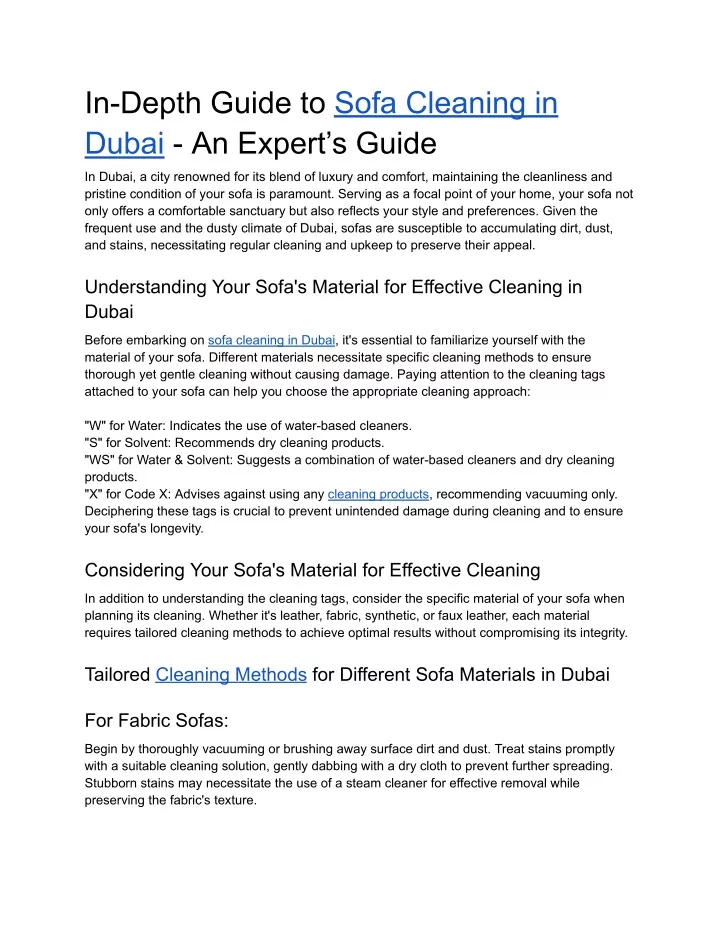 in depth guide to sofa cleaning in dubai