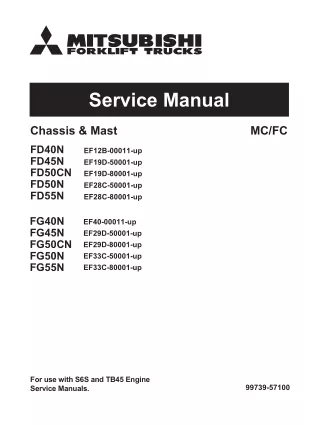 Mitsubishi FD40N Forklift Trucks Service Repair Manual SN EF12B-00011-UP